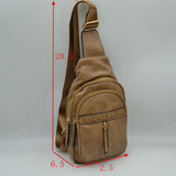 Braided Accent Sling Bag with Multi-Zipper Compartments