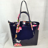 2-Piece Patent Floral Tote Bag and Matching Satchel Set