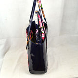 2-Piece Patent Floral Tote Bag and Matching Satchel Set