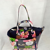2-Piece Patent Floral Tote Bag and Matching Satchel Set