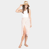 Flower Patterned Beach Cover Up Midi Wrap Skirt