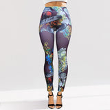 Tattoo Inspired Graphic Printed High Waisted Leggings