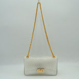 Textured Flap Shoulder Bag with Metallic Chain Strap