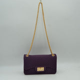 Textured Flap Shoulder Bag with Metallic Chain Strap