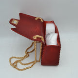Textured Flap Shoulder Bag with Metallic Chain Strap