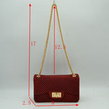 Textured Flap Shoulder Bag with Metallic Chain Strap