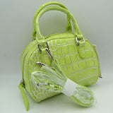 Embossed Dome Handbag with Top Handles and Adjustable Strap