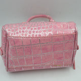 Embossed Dome Handbag with Top Handles and Adjustable Strap