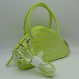 Embossed Dome Handbag with Top Handles and Adjustable Strap