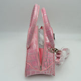 Embossed Dome Handbag with Top Handles and Adjustable Strap
