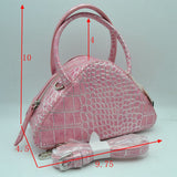 Embossed Dome Handbag with Top Handles and Adjustable Strap