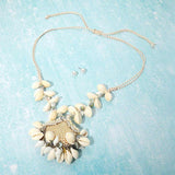 Shell Pendant Beaded Adjustable Cinch Pull Tie Statement Long Necklace