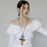 Geometric Stackable Resin Pendant Adjustable Long Necklace
