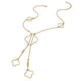 Hammered Metal Open Quatrefoil Long Necklace