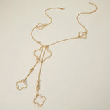 Hammered Metal Open Quatrefoil Long Necklace