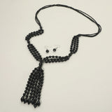 Pearl Beaded Tassel Long Necklace