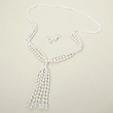 Pearl Beaded Tassel Long Necklace