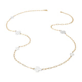 Hammered Metal Cross Charm Station Paperclip Chain Long Necklace