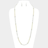 Metallic Bead & Pearl Long Necklace