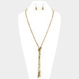 Faceted Beaded Y Shaped Necklace
