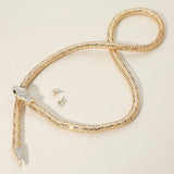 Rhinestone Studded Snake Magnetic Long Necklace