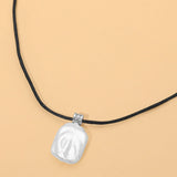 Rectangular Pearl Pendant Adjustable Long Cord Necklace