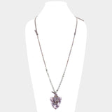 Natural Stone Crystal Celluloid  Acetate Suede Adjustable Necklace