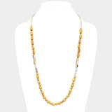 Natural Stone Wood Bead Long Necklace