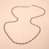 Round Stone Cluster Link Tennis Chain Long Necklace