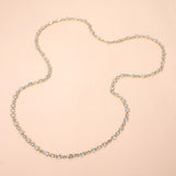 Round Stone Cluster Link Tennis Chain Long Necklace