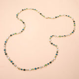 Round Stone Cluster Link Tennis Chain Long Necklace
