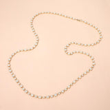 Round Stone Cluster Link Tennis Chain Long Necklace