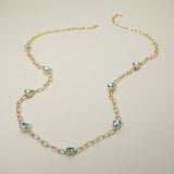 Elegant Faceted Square Teardrop Oval Emerald Stone Accent Long Necklace