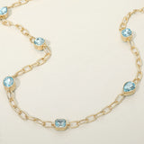 Elegant Faceted Square Teardrop Oval Emerald Stone Accent Long Necklace