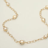 Elegant Faceted Square Teardrop Oval Emerald Stone Accent Long Necklace