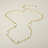 Elegant Faceted Square Teardrop Oval Emerald Stone Accent Long Necklace
