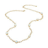 Elegant Faceted Square Teardrop Oval Emerald Stone Accent Long Necklace