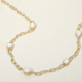 Elegant Faceted Square Teardrop Oval Emerald Stone Accent Long Necklace