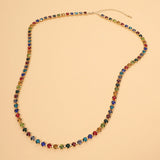 Round Stone Link Tennis Long Necklace