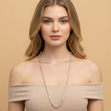 Round Stone Link Tennis Long Necklace