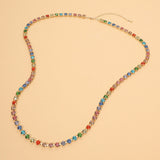 Round Stone Link Tennis Long Necklace