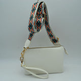 Dual Strap Wristlet Clutch with Patterned Crossbody Strap