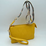 Dual Strap Wristlet Clutch with Patterned Crossbody Strap