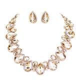 Crystal Rhinestone Trim Teardrop Collar Evening Necklace