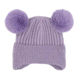 BABY Fur Earflap Double Pom C.C Beanie