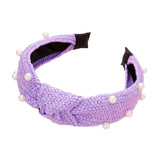 Pearl Embellished Straw Knot Burnout Headband