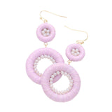 Raffia Wrapped Faceted Bead Embellished Dangle Earrings