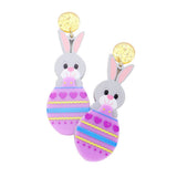 Resin Easter Bunny Egg Dangle Earrings