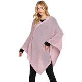 Solid Knit Loose Fit Poncho Ruana