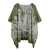 Leaf Print Cover Up Poncho